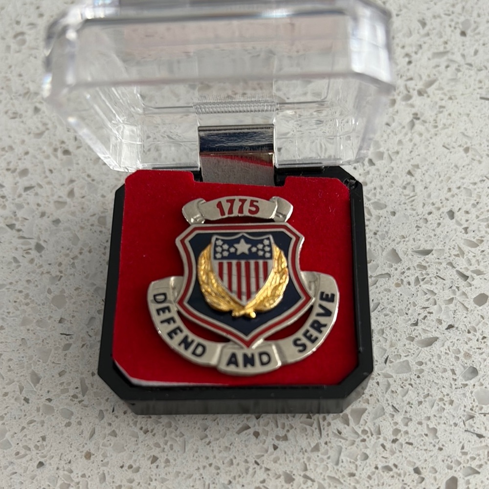 Army Defend and Serve 1775 Adjutant General collector pin.